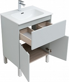 Aquanet Мебель для ванной Алвита New 60 1 ящик 2 дверцы серая матовая – фотография-12
